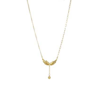 Gold Retro Wings Necklace 21KT - FKJNKL21KM12042