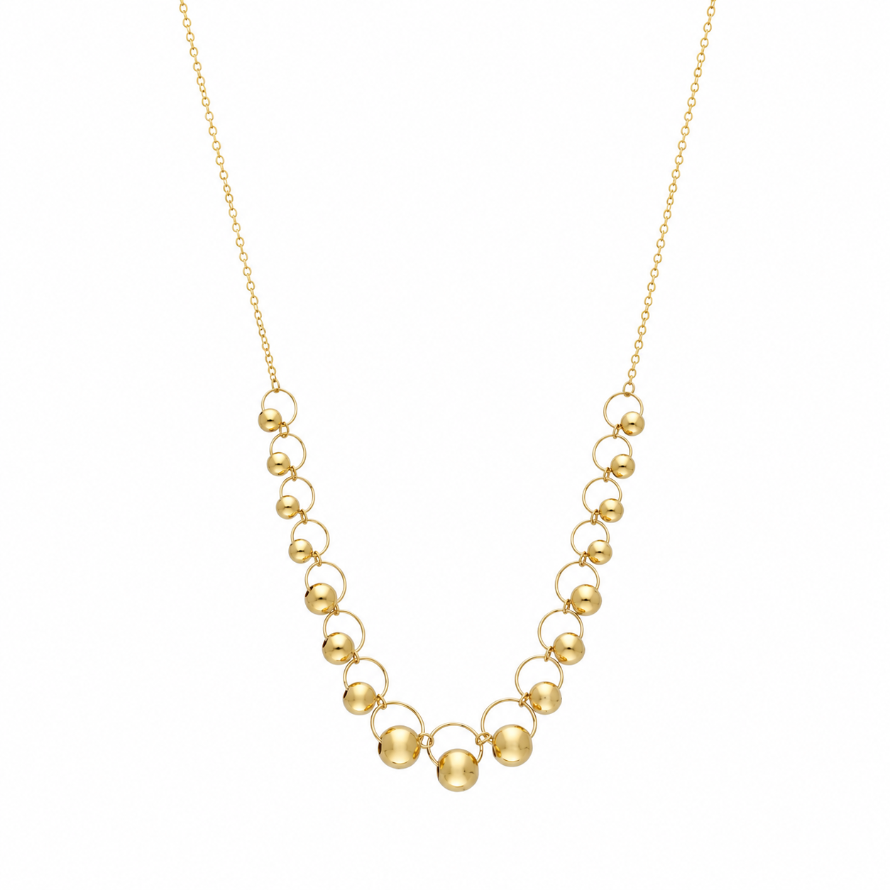 Gold Beads Necklace 21KT - FKJNKL21KM12044