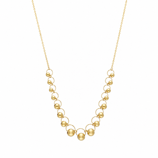 Gold Beads Necklace 21KT - FKJNKL21KM12044