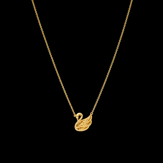 Gold Swan Necklace 21KT - FKJNKL21KM12045