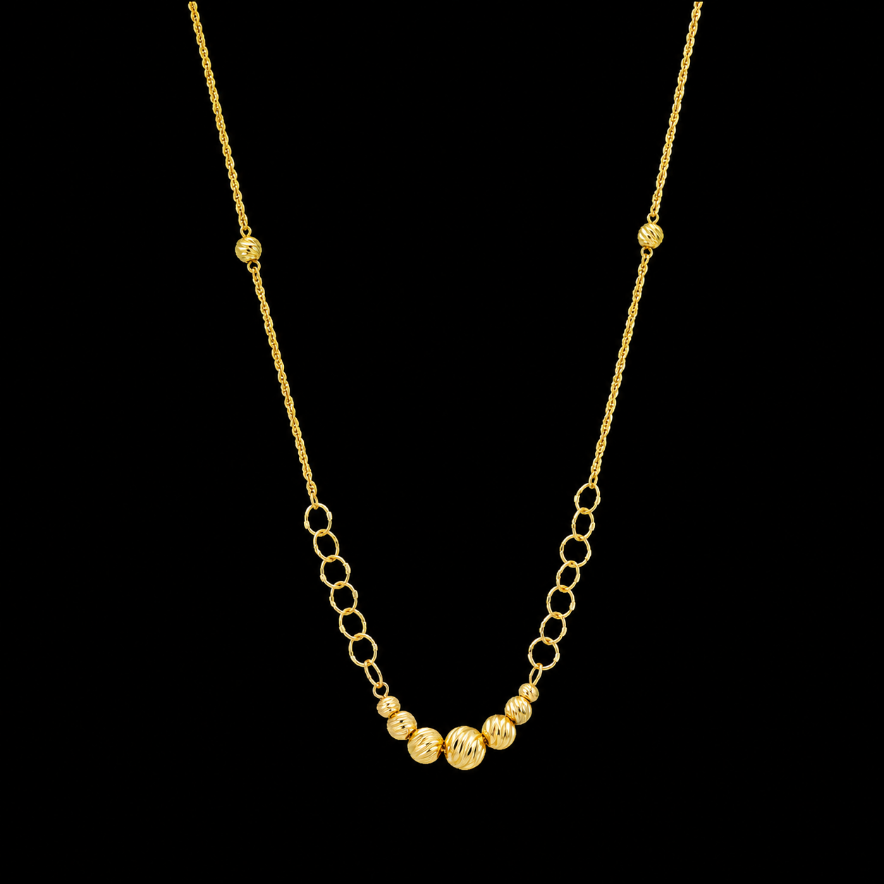 Gold Beads Necklace 21KT - FKJNKL21KM12046