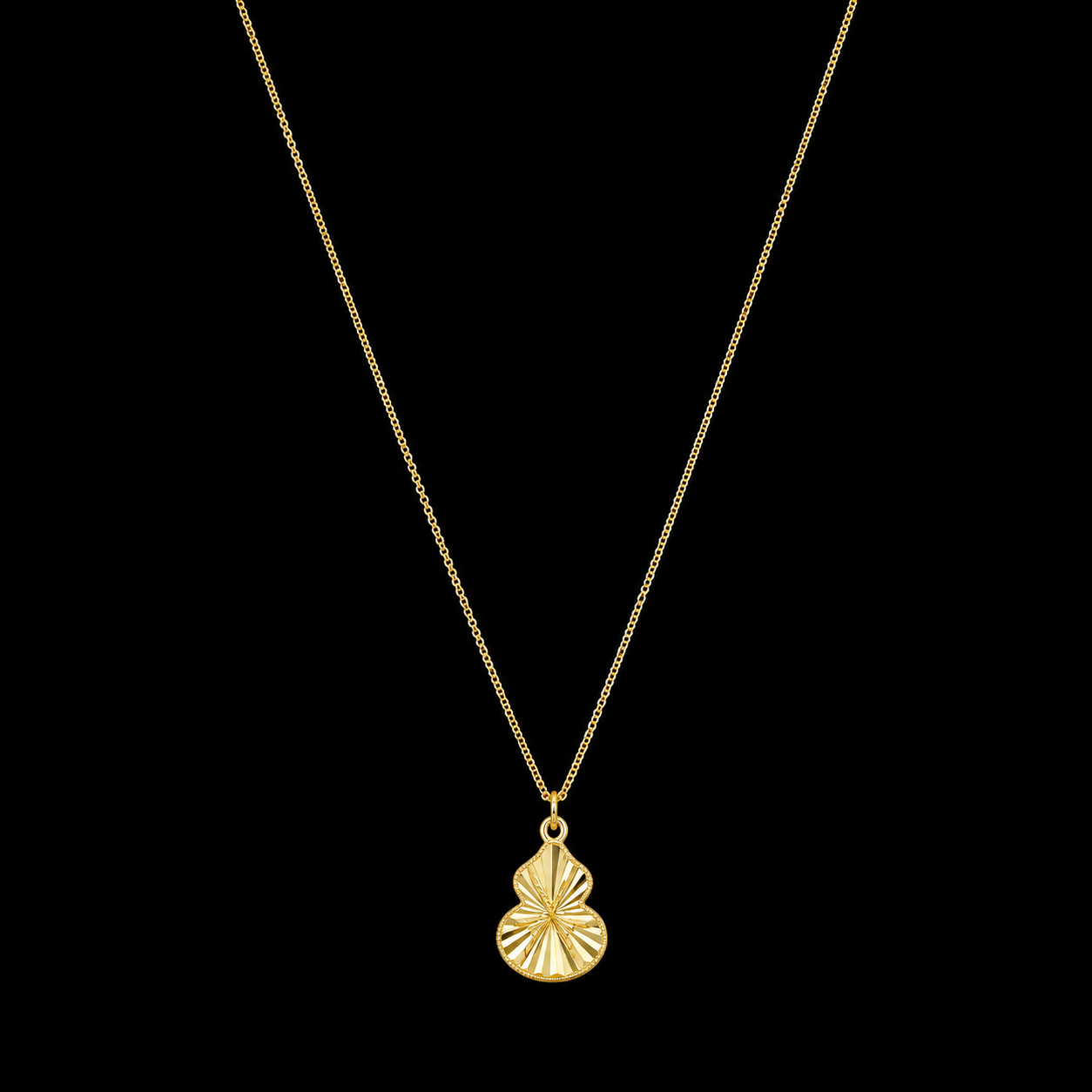 Gold Gourd Shape Necklace 21KT - FKJNKL21KM12047