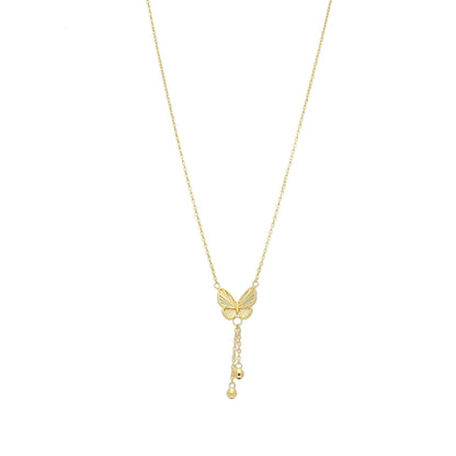 Gold Butterfly Shaped Necklace 21KT - FKJNKL21KM12048