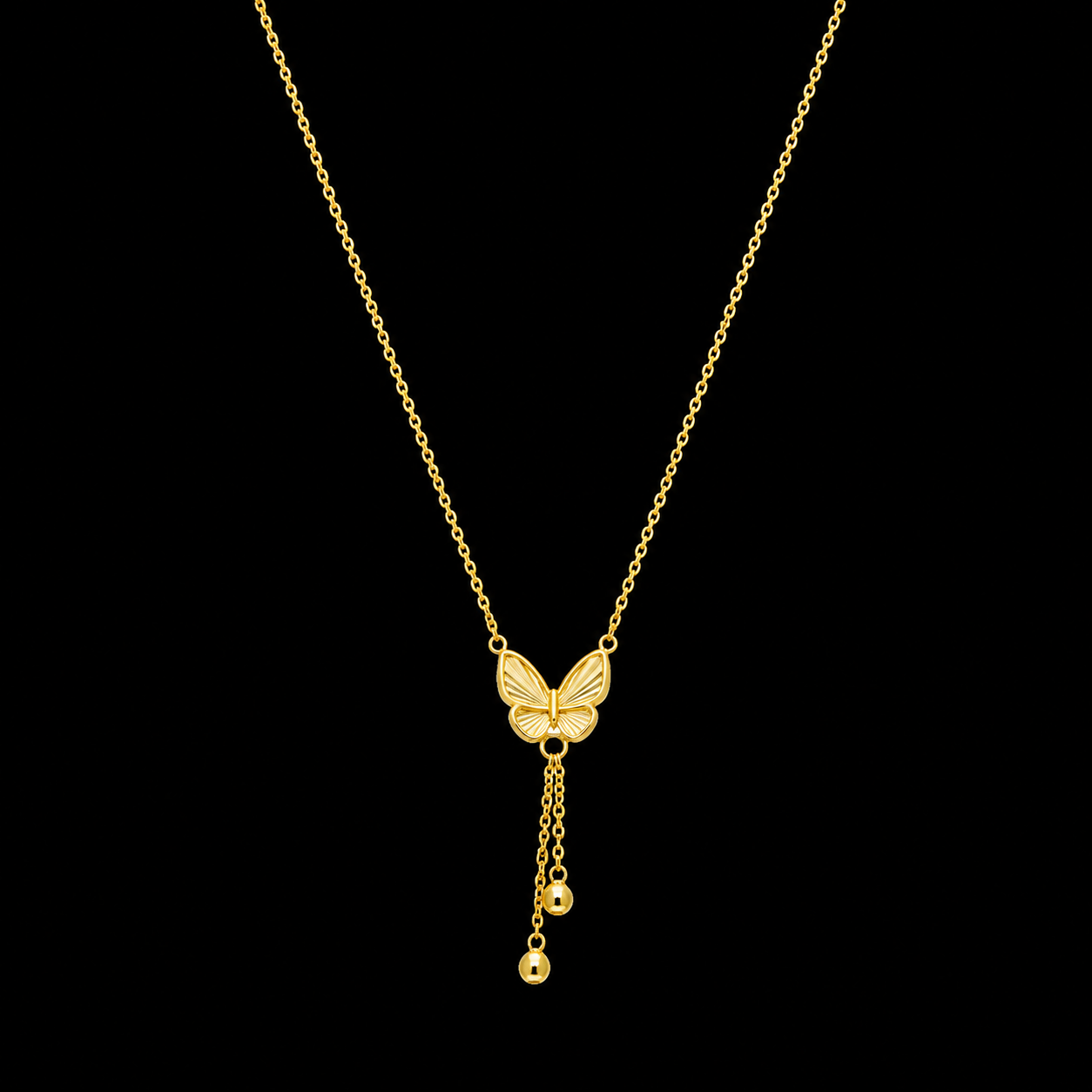 Gold Butterfly Shaped Necklace 21KT - FKJNKL21KM12048