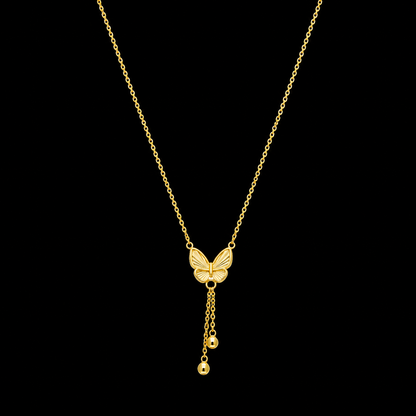 Gold Butterfly Shaped Necklace 21KT - FKJNKL21KM12048