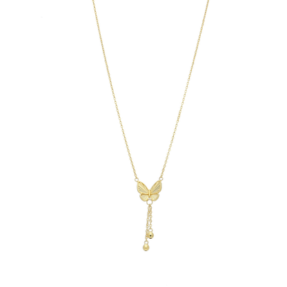 Gold Butterfly Shaped Necklace 21KT - FKJNKL21KM12048
