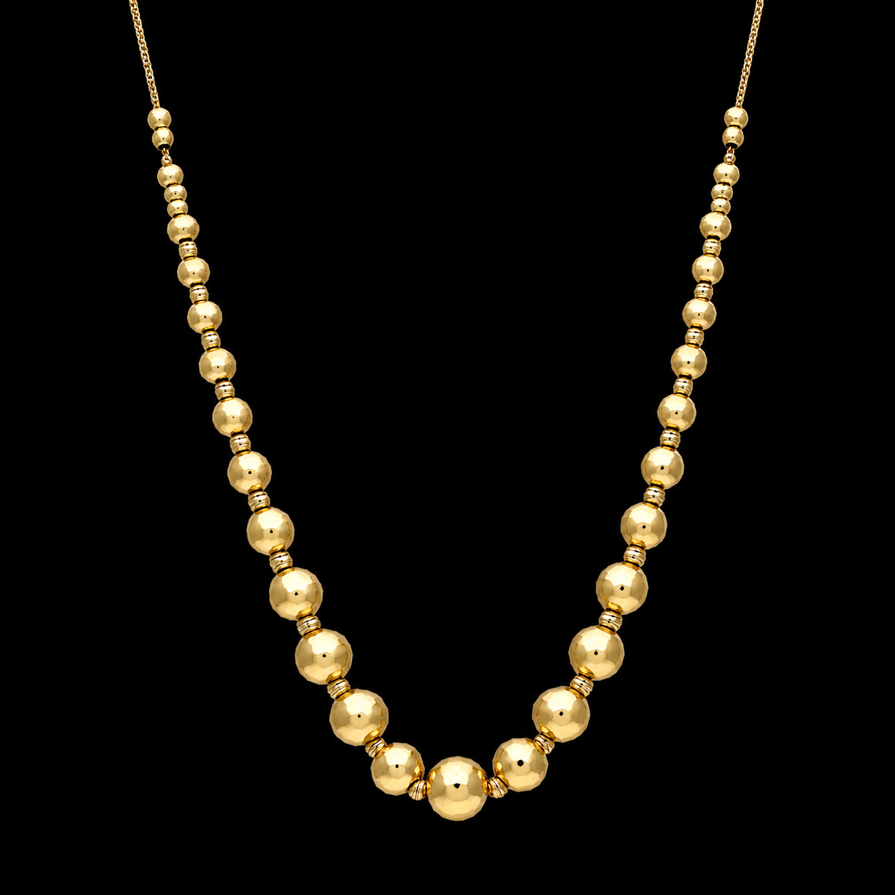 Gold Beads Necklace 21KT - FKJNKL21KM12083