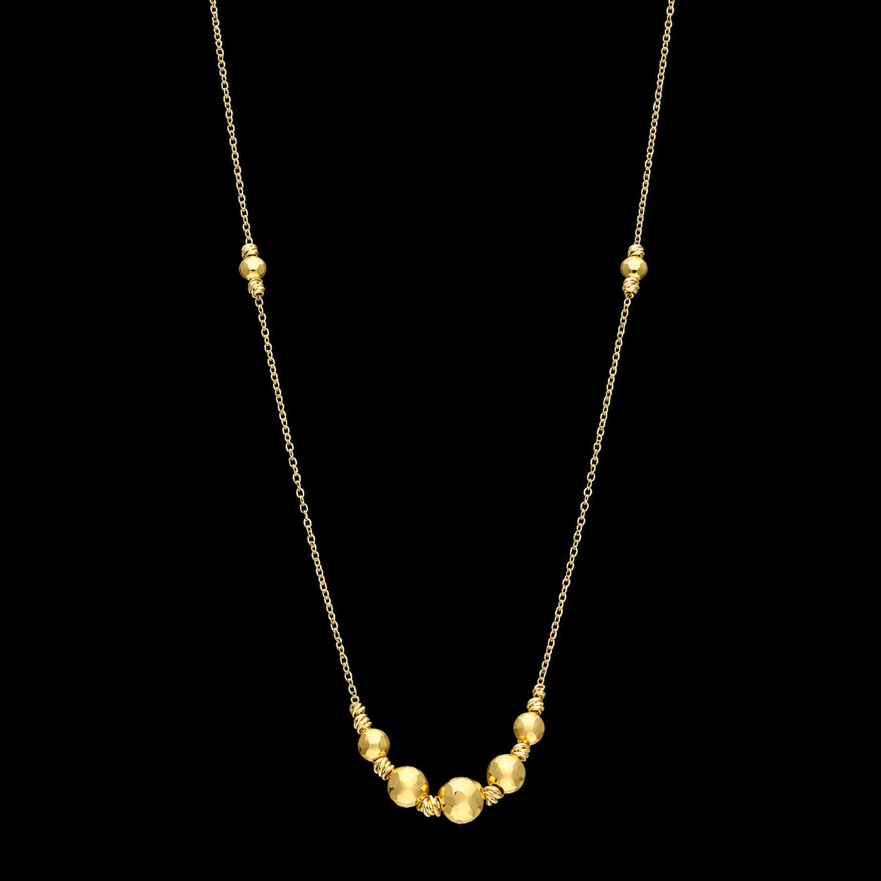 Gold Beads Necklace 21KT - FKJNKL21KM12084