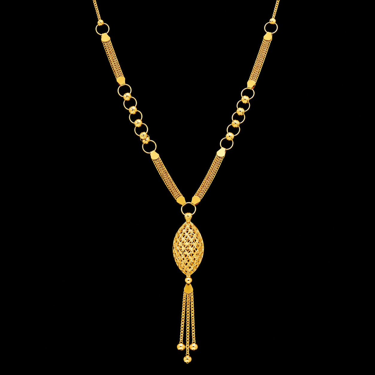 Gold Tassel Necklace 21KT - FKJNKL21KM12088