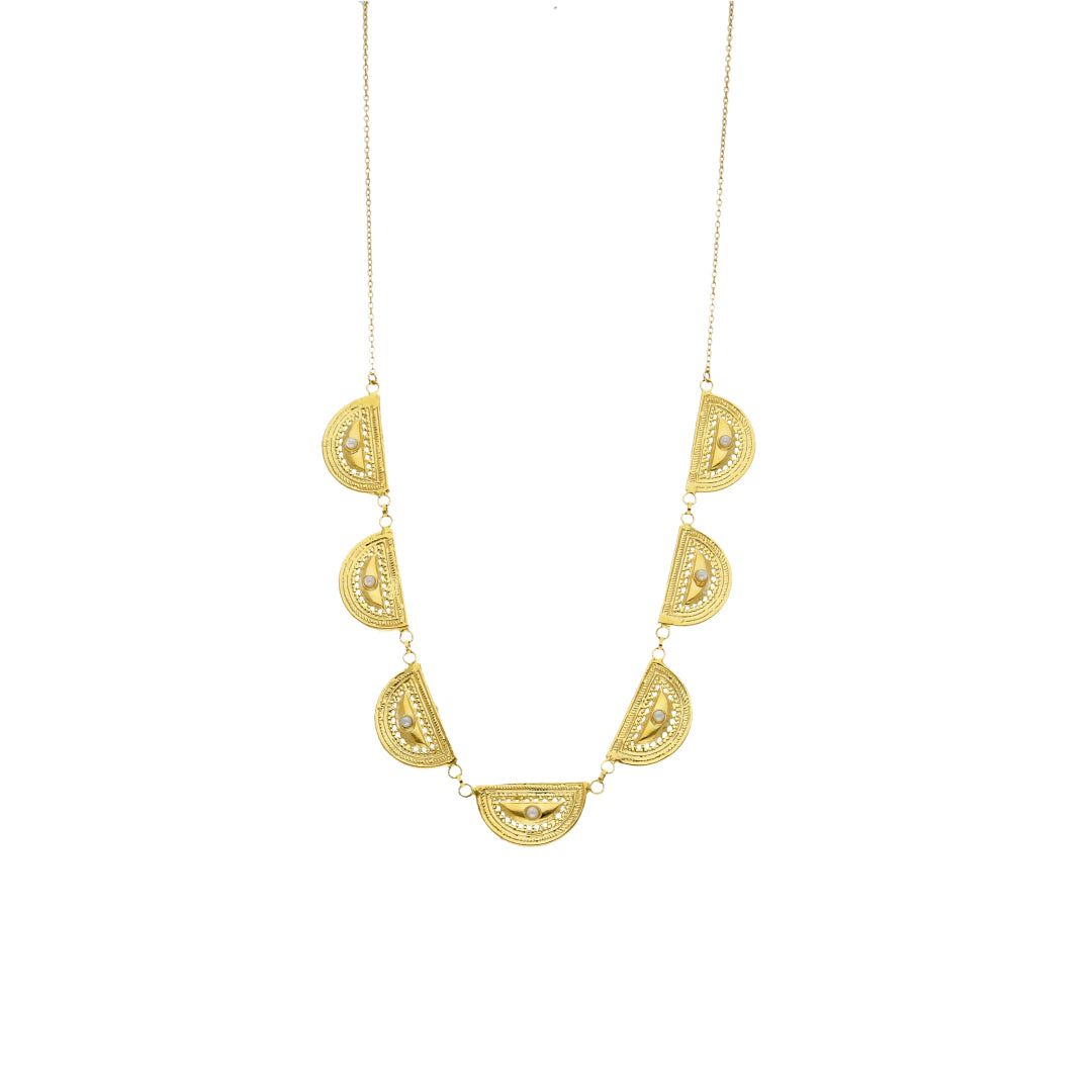 Gold Half Moon Necklace 21KT - FKJNKL21KM12090