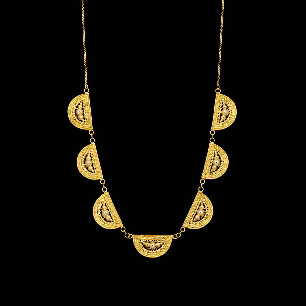 Gold Half Moon Necklace 21KT - FKJNKL21KM12090