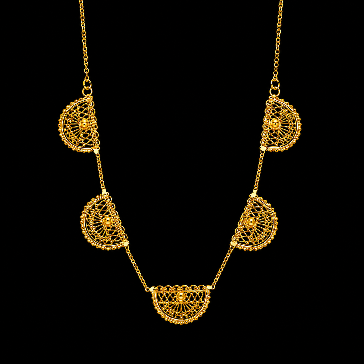 Gold Half Moon Necklace 21KT - FKJNKL21KM12091