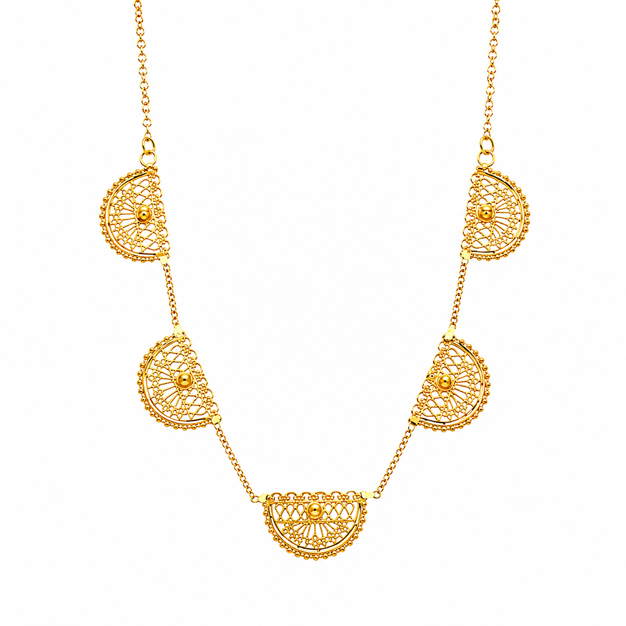 Gold Half Moon Necklace 21KT - FKJNKL21KM12091