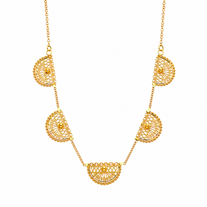 Gold Half Moon Necklace 21KT - FKJNKL21KM12091