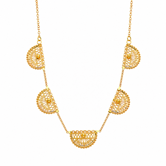 Gold Half Moon Necklace 21KT - FKJNKL21KM12091