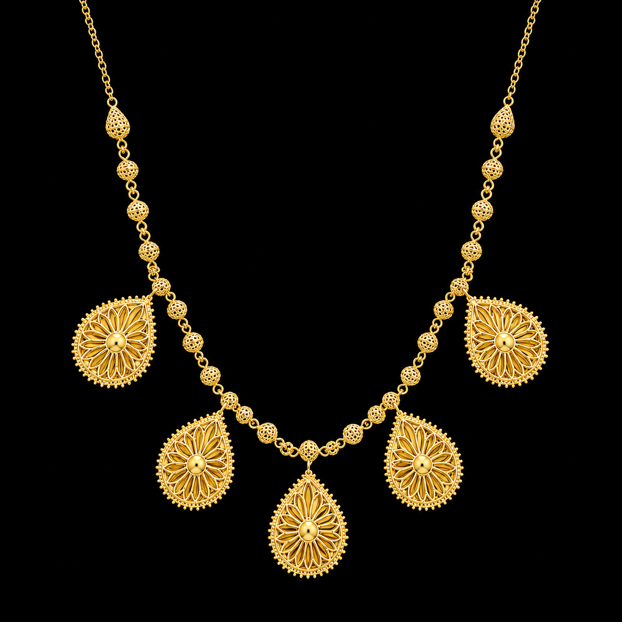 Gold Classic Necklace 21KT - FKJNKL21KM12096