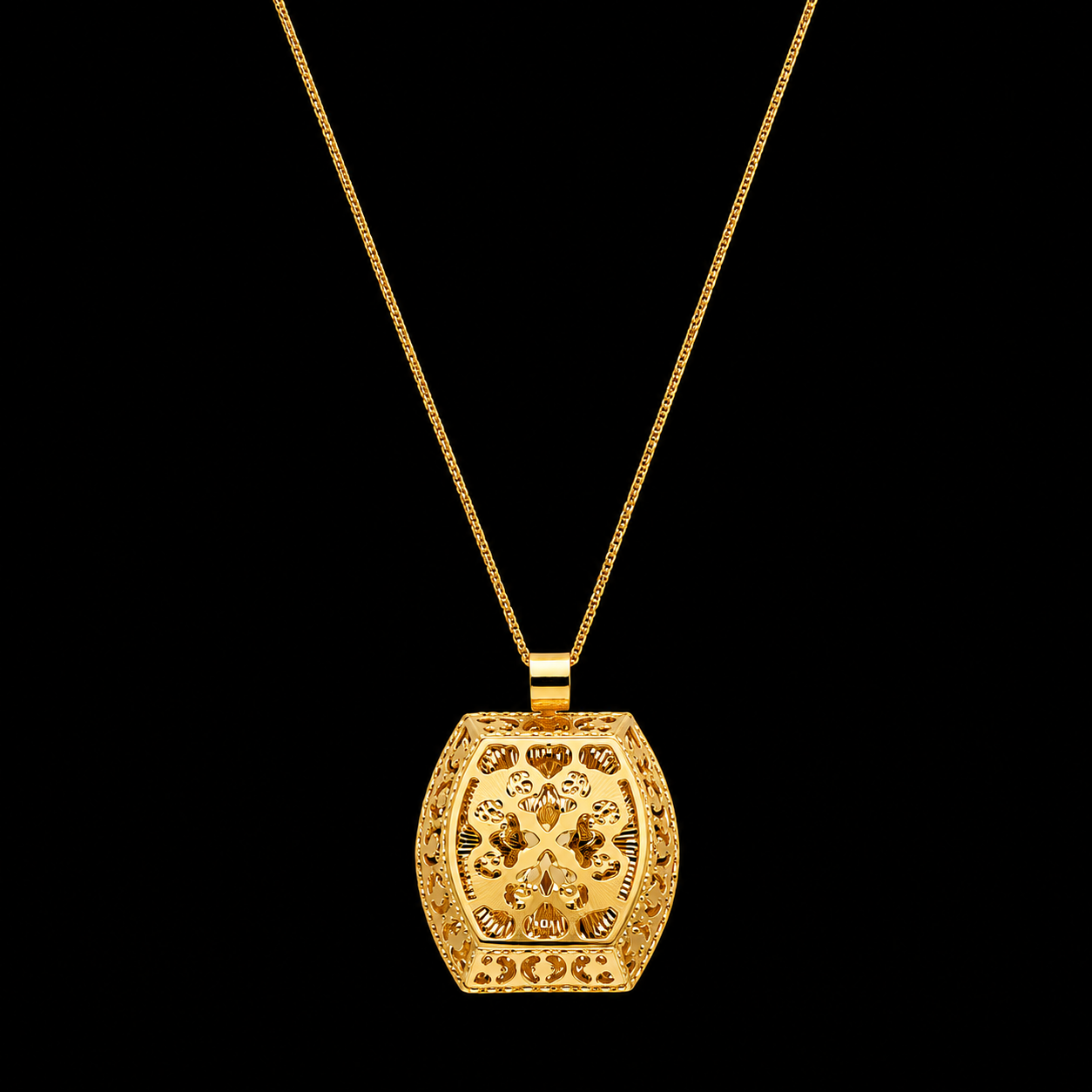 Gold Necklace (Chain With Turkish Design Pendant) 21KT - FKJNKL21KM12146