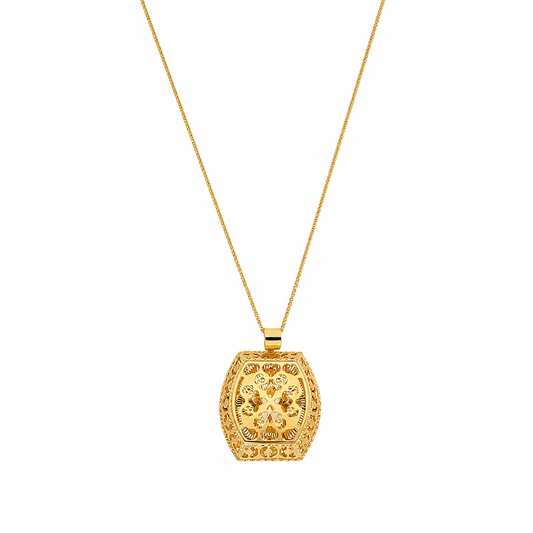 Gold Necklace (Chain With Turkish Design Pendant) 21KT - FKJNKL21KM12146
