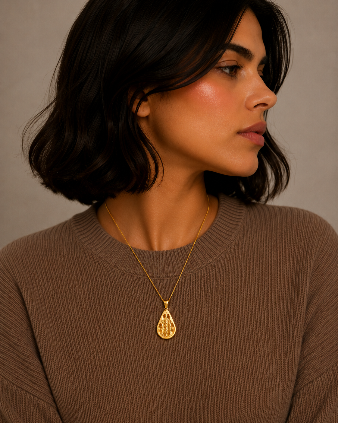 Gold Necklace (Chain With Turkish Design Pendant) 21KT - FKJNKL21KM12147