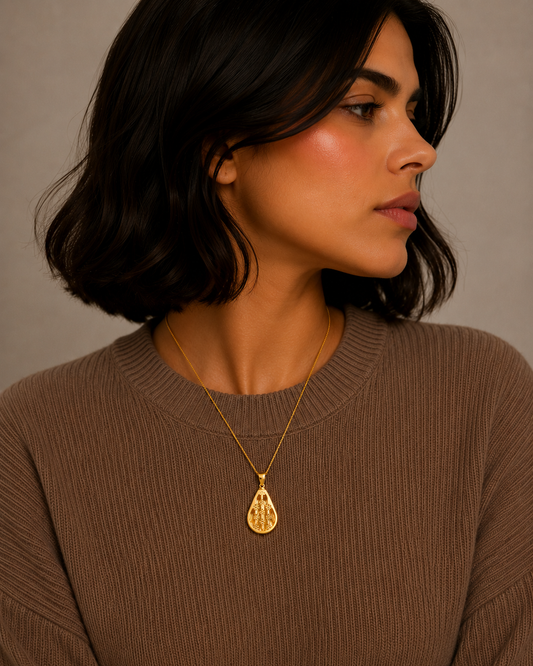 Gold Necklace (Chain With Turkish Design Pendant) 21KT - FKJNKL21KM12147