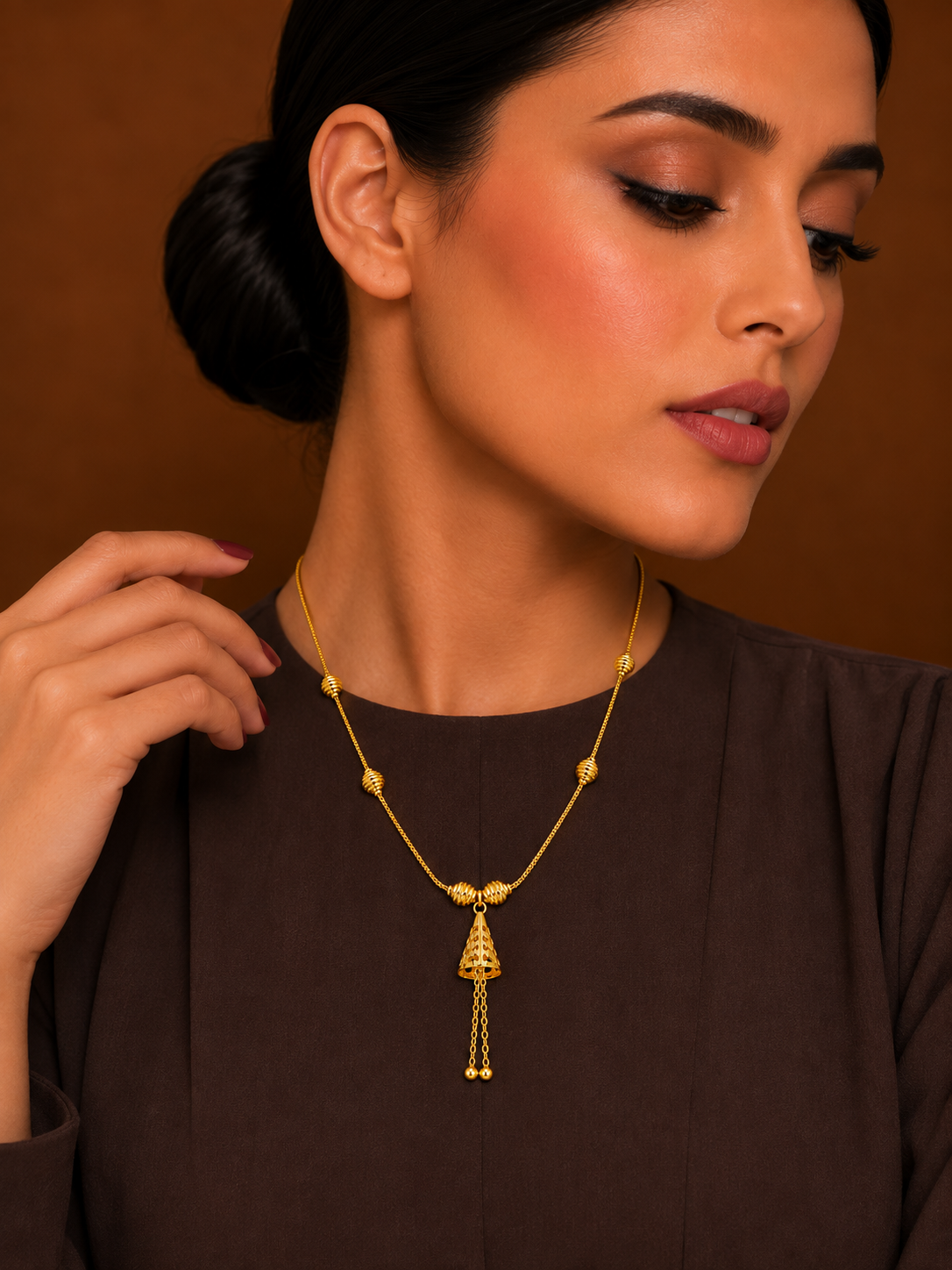Gold Tassel Necklace 21KT - FKJNKL21KM12176