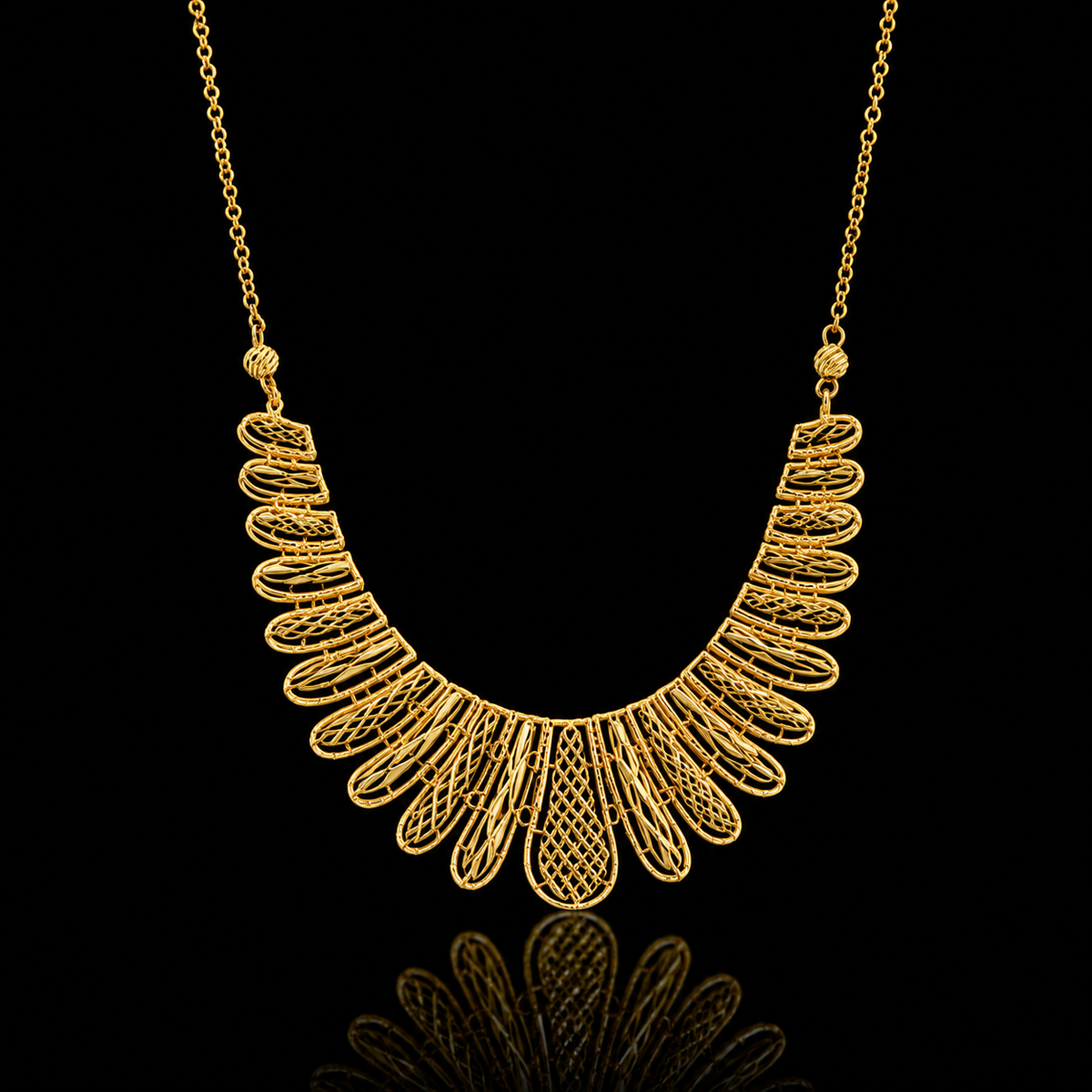Gold Dazzling Statement Necklace 21KT - FKJNKL21KM12215