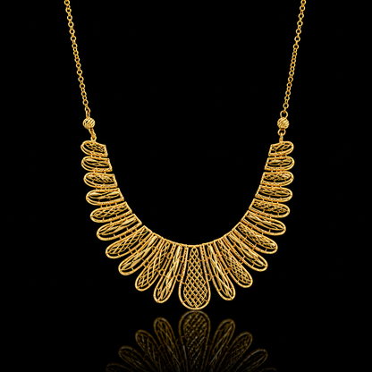 Gold Dazzling Statement Necklace 21KT - FKJNKL21KM12215