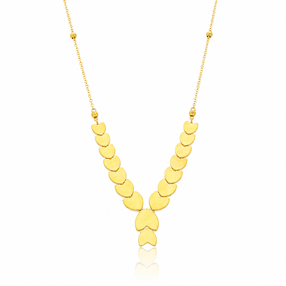 Gold Heart-Shaped Chic Necklace 21KT - FKJNKL21KM12216