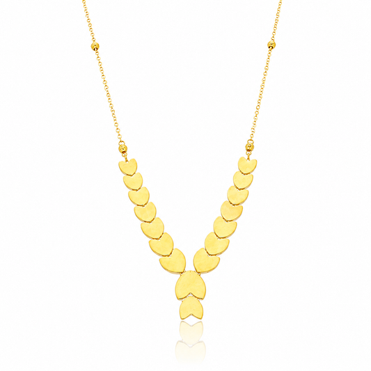 Gold Heart-Shaped Chic Necklace 21KT - FKJNKL21KM12216