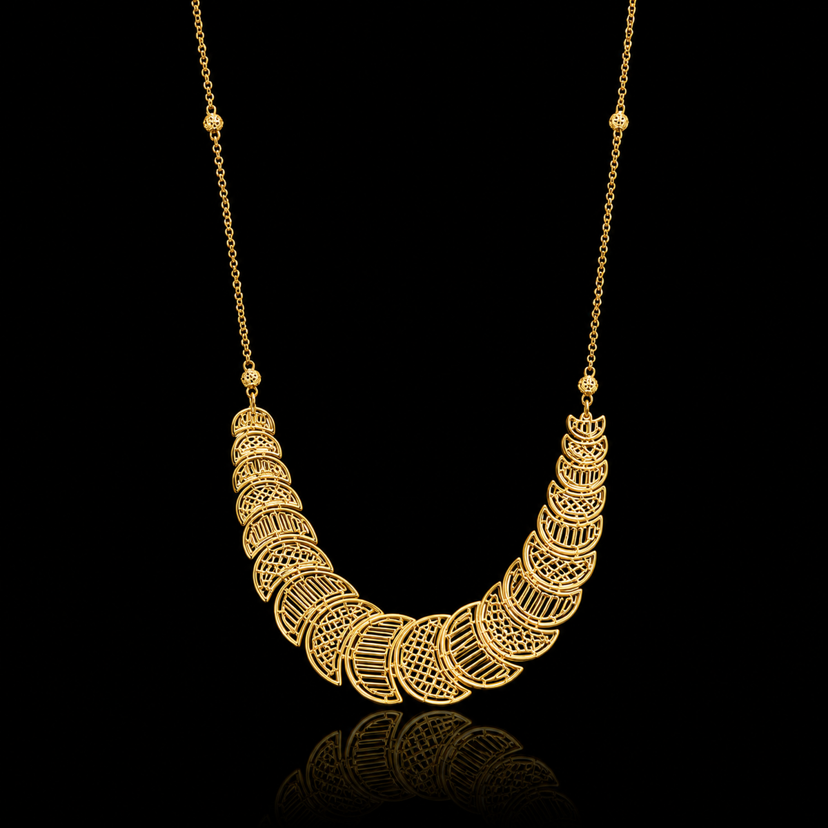 Gold Dazzling Halfmoon Necklace 21KT -  FKJNKL21KM12218
