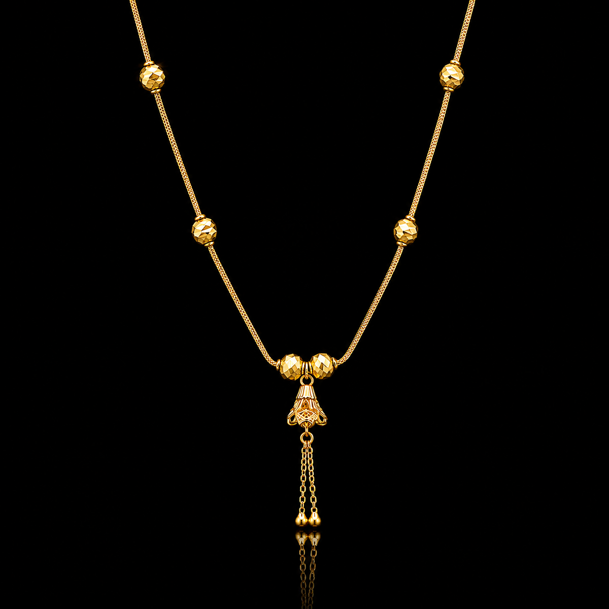 Gold Classic Necklace 21KT -  FKJNKL21KM12219