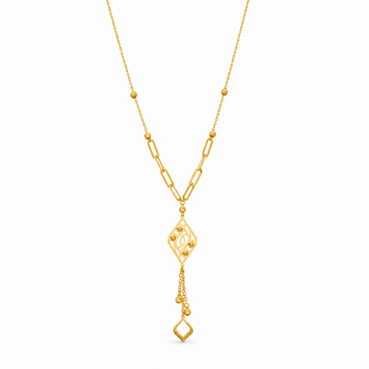 Gold Lariat Necklace 21KT - FKJNKL21KM12259