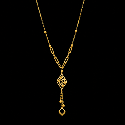 Gold Lariat Necklace 21KT - FKJNKL21KM12259