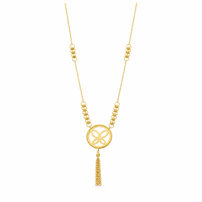Gold Pendant Necklace with a Tassel Drop 21KT - FKJNKL21KM12260
