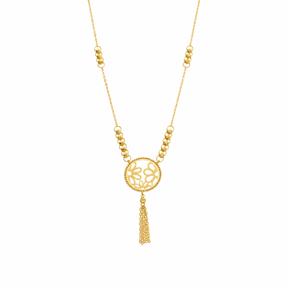 Gold Pendant Necklace with a Tassel Drop 21KT - FKJNKL21KM12261