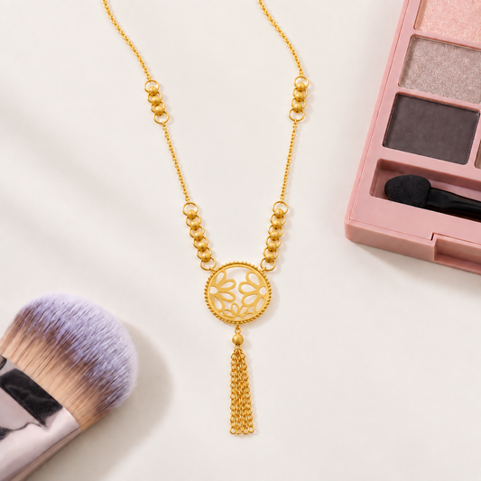 Gold Pendant Necklace with a Tassel Drop 21KT - FKJNKL21KM12261