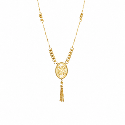 Gold Pendant Necklace with a Tassel Drop 21KT - FKJNKL21KM12262