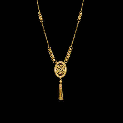 Gold Pendant Necklace with a Tassel Drop 21KT - FKJNKL21KM12262