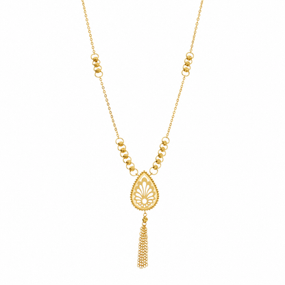 Gold Filigree Teardrop Drop Necklace 21KT - FKJNKL21KM12265
