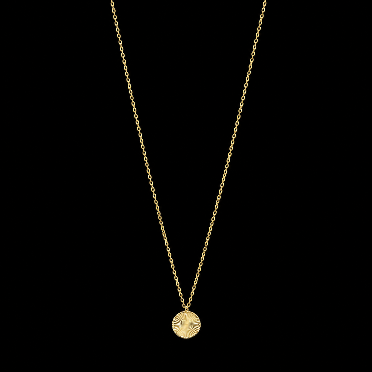 Gold Medallion Round Pendant Necklace 21KT - FKJNKL21KM12273