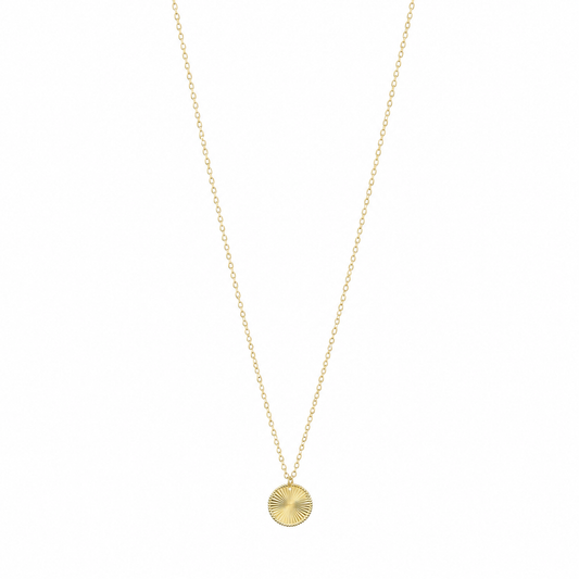 Gold Medallion Round Pendant Necklace 21KT - FKJNKL21KM12273