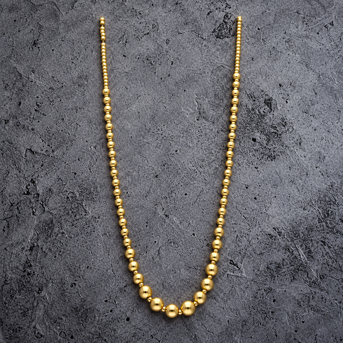Gold Beaded Chain Necklace 21KT - FKJNKL21KM12274