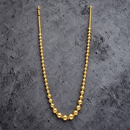 Gold Beaded Chain Necklace 21KT - FKJNKL21KM12274