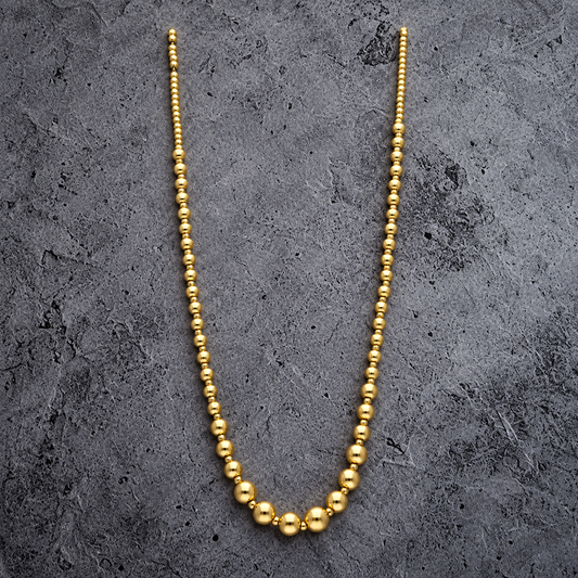 Gold Beaded Chain Necklace 21KT - FKJNKL21KM12274