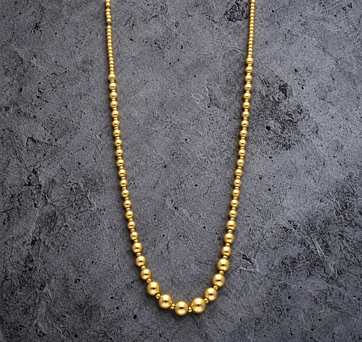 Gold Beaded Chain Necklace 21KT - FKJNKL21KM12274