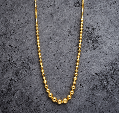 Gold Beaded Chain Necklace 21KT - FKJNKL21KM12274
