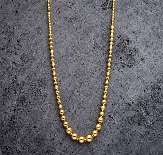 Gold Beaded Chain Necklace 21KT - FKJNKL21KM12274