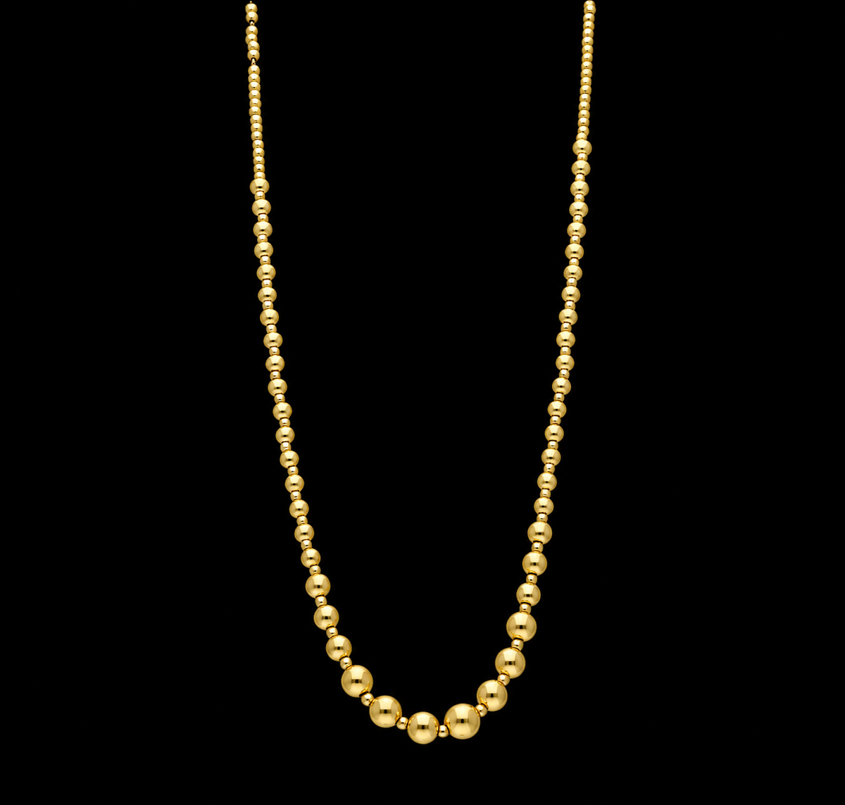 Gold Beaded Chain Necklace 21KT - FKJNKL21KM12274