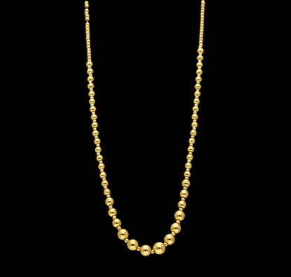 Gold Beaded Chain Necklace 21KT - FKJNKL21KM12274