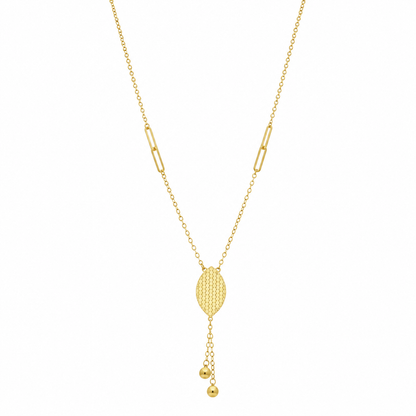 Gold Classic Hanging Tassel Necklace 21KT - FKJNKL21KM12275